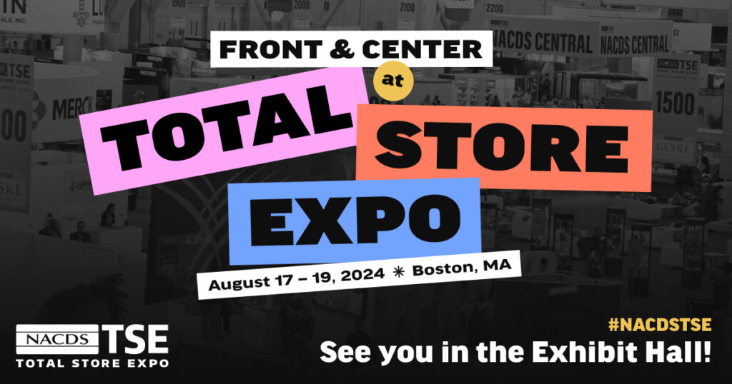 Example NACDS TSE exhibit hall graphic, showing the event logo, date and location