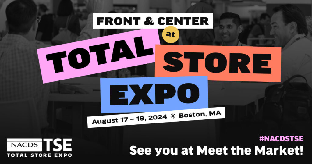 Example NACDS TSE meet the market graphic, showing the event logo, date and location